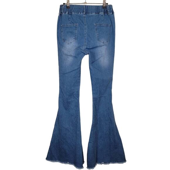 Southern Stitch Flare Jeans Bell Bottoms Elastic Pull-On Waist Blue Size Medium - Picture 6 of 7